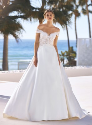 Bardot A line wedding dress Hampshire