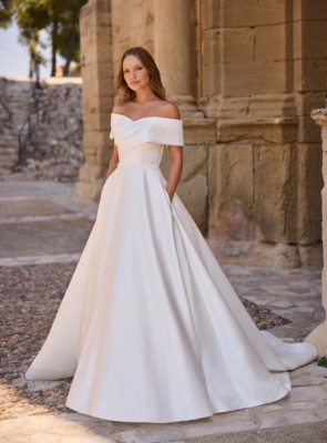 Bardot ballgown wedding dress