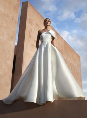 Pronovias one shoulder satin ballgown