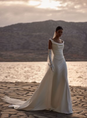 cowl neck a line wedding dress by Milla Nova